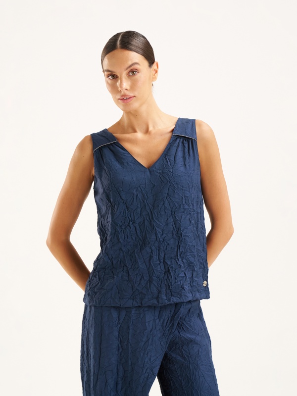 Топ из жатой ткани - G022SZ0040GRET_B Сорочка жен. (VR033, 42)