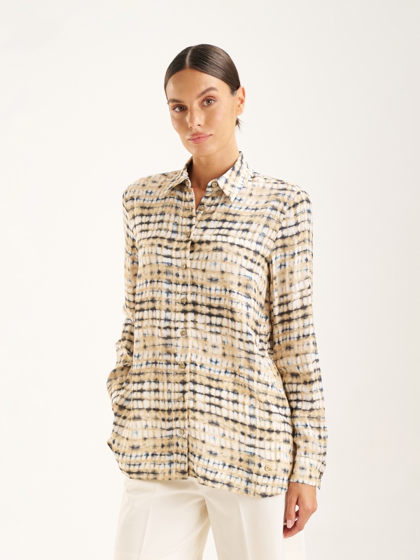 Рубашка с графичным рисунком полуприталенная - G022SZ0040LESA_G Сорочка жен. (VR011, 42)