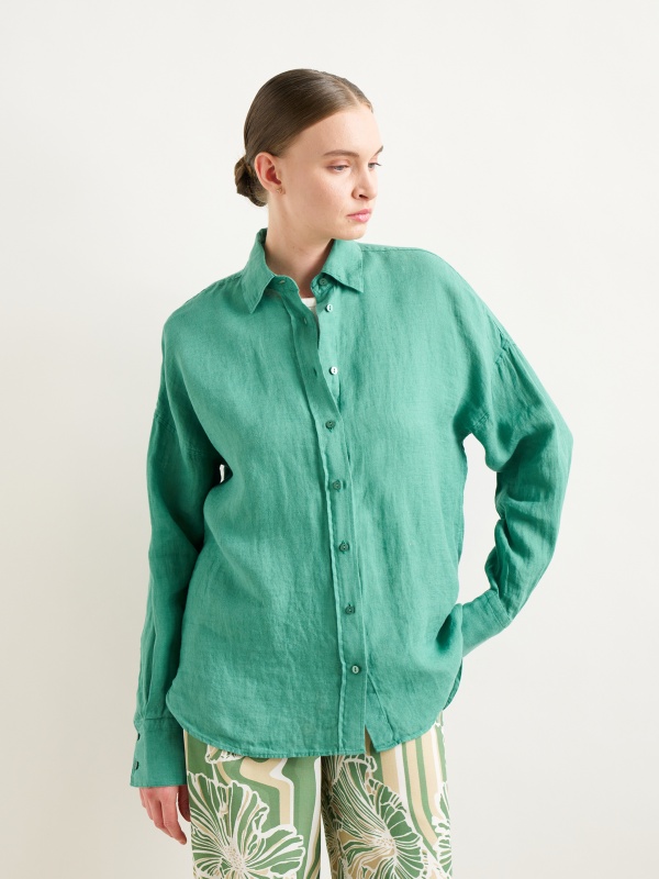Рубашка из смеси льна и хлопка оверсайз - G022SZ0040KETO Сорочка жен. (VR055, 38)