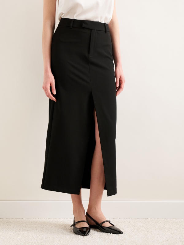 Юбка миди с разрезом спереди - G022SZ0980SAGE Юбка жен. (VR046, 38)