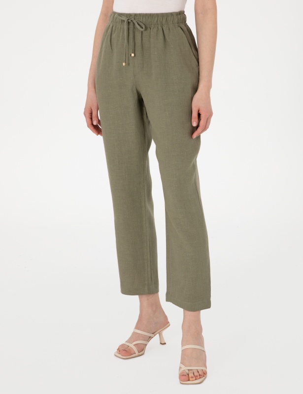 Брюки льняные на кулиске укороченные - G022SZ0780KETO_P Брюки жен. (VR027, 36)