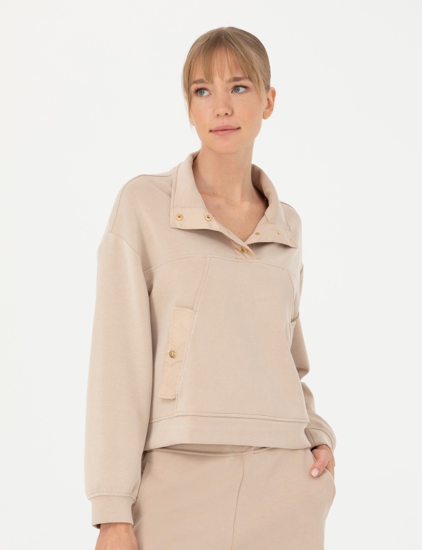 Толстовка с воротником на кнопках - G022SZ0820PASE-SW Толстовка жен. (VR085, XL)