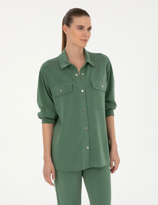 Рубашка с накладными карманами прямого кроя - G022SZ0820JUHA_C Толстовка жен. (VR054, L)