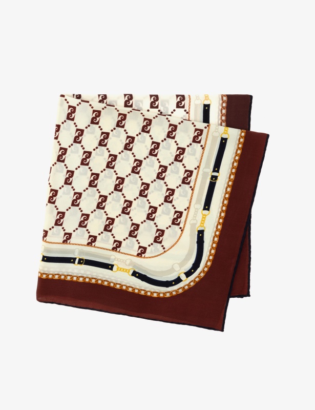 Платок шелковый с узором - A022SZ09393ULITSA_FLR Шарф жен. (VR029)