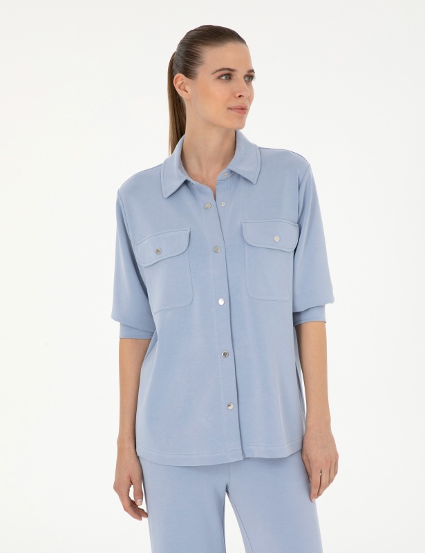 Рубашка с накладными карманами прямого кроя - G022SZ0820JUHA_C Толстовка жен. (VR249, 2XS)