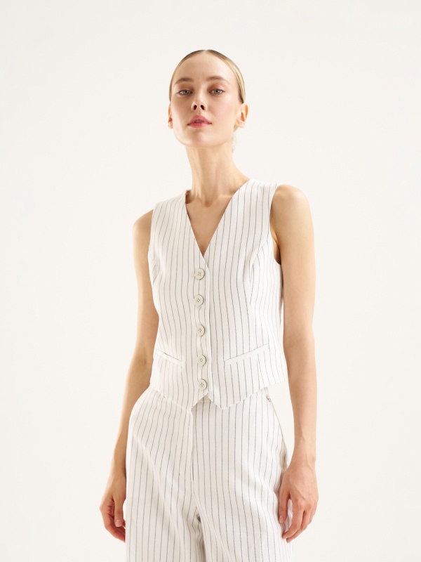 Жилет в полоску с добавлением льна - G022SZ0100ROPELA_Y Жилет жен. (VR019, 38)