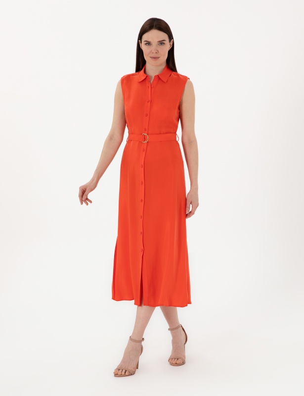 Платье-рубашка миди без рукавов - G022SZ0320DUDE Платье жен. (VR030, 42)