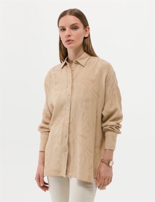 Рубашка с добавлением льна свободная - G022SZ0040HEMDEM Сорочка жен. (VR011, 40)