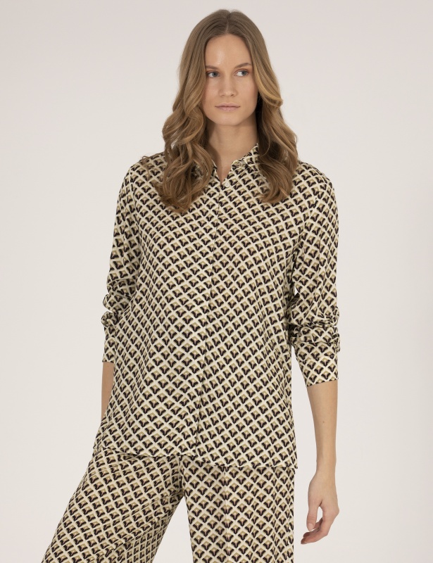 Рубашка из вискозы с принтом свободная - G022SZ0040CEDRUS-G23Y Сорочка жен. (VR046, 36)