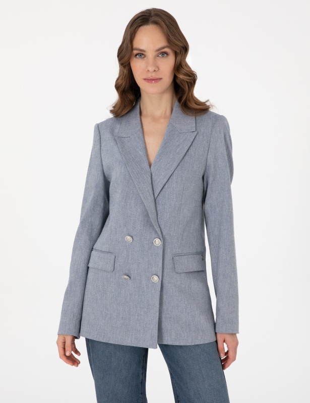 Пиджак двубортный с добавлением льна - G022SZ0020C-CHIPLEY-R Пиджак жен. (VR028, 34)