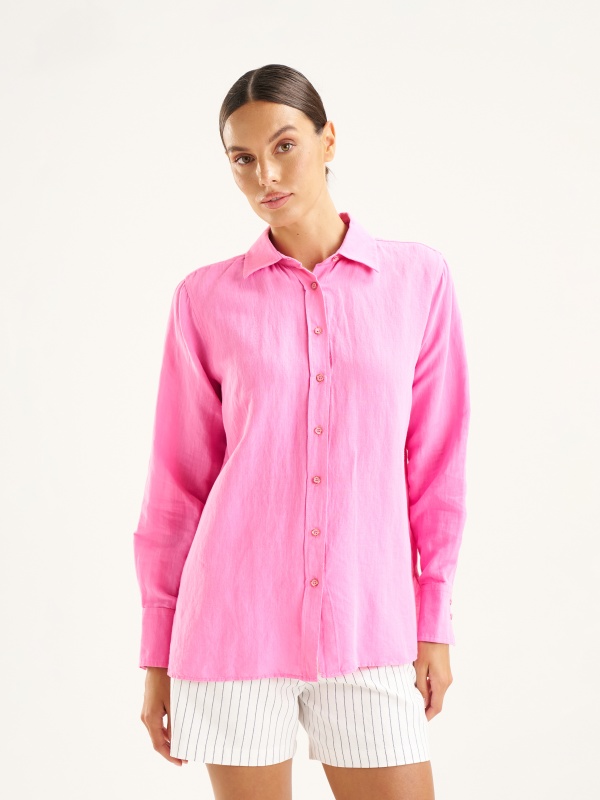 Рубашка из смеси льна и хлопка оверсайз - G022SZ0040KETO Сорочка жен. (VR167, 36)