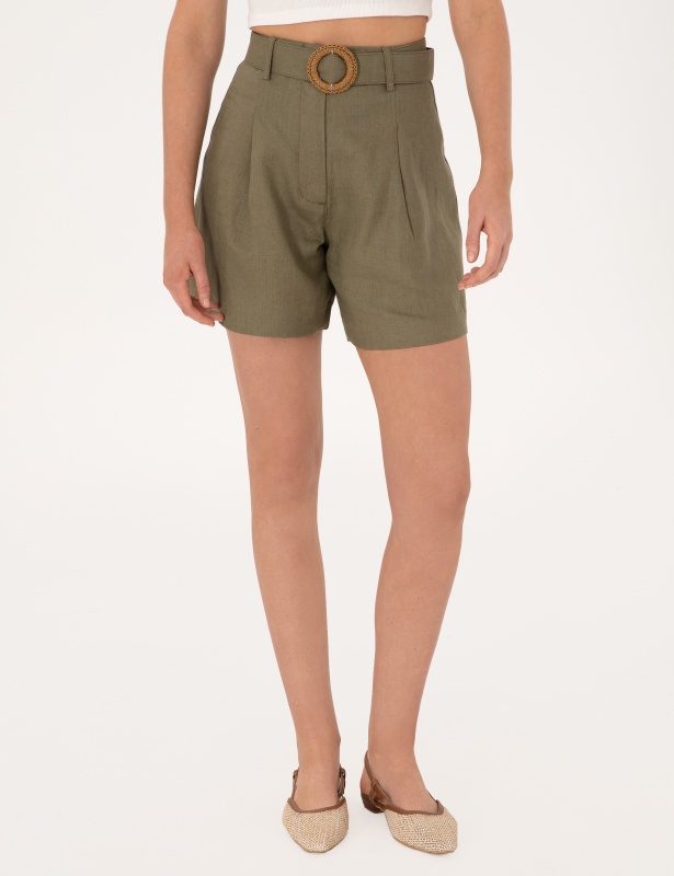 Шорты-бермуды с добавлением льна - G022SZ0310FONSE Бермуды жен. (VR027, 42)