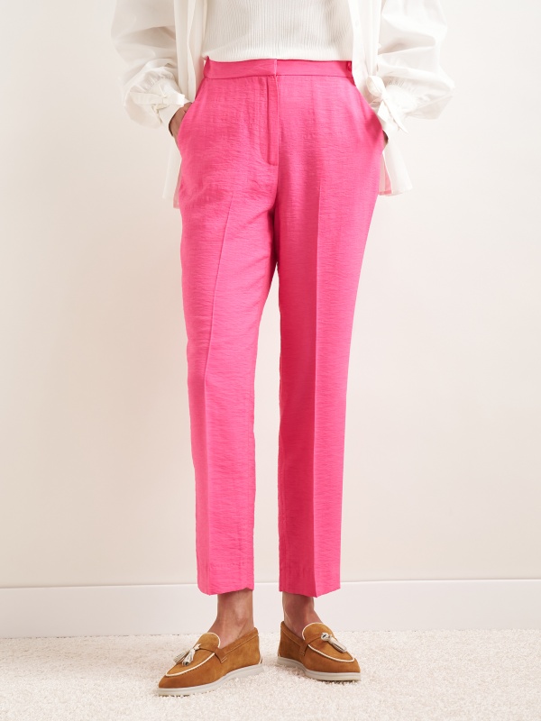 Брюки укороченные из жатой ткани - 