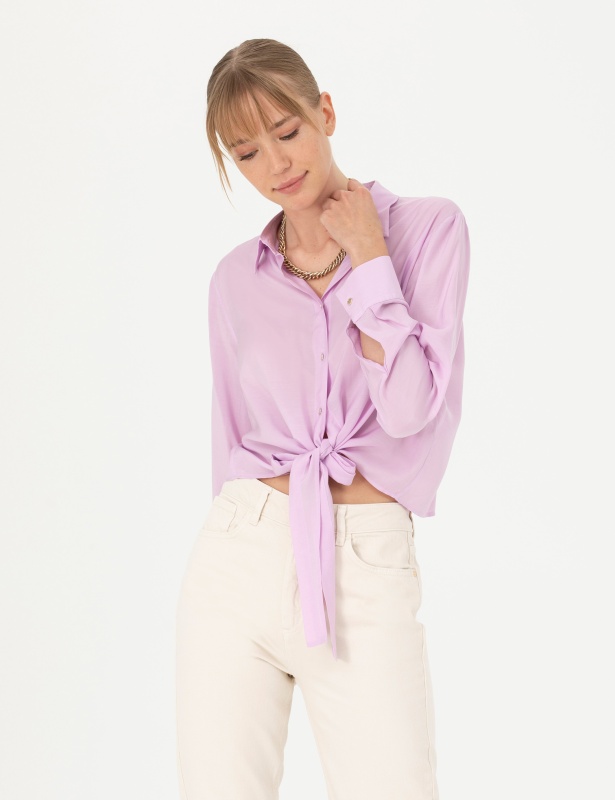 Рубашка с завязками укороченная - G022SZ0040LISA Сорочка жен. (VR034, 42)