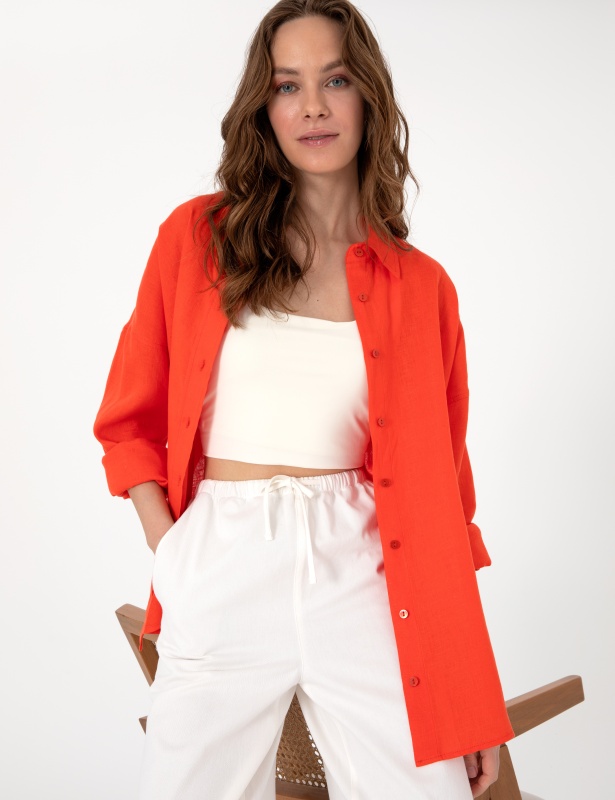 Рубашка льняная оверсайз - G022SZ0040KETO_G Сорочка жен. (VR030, 36)