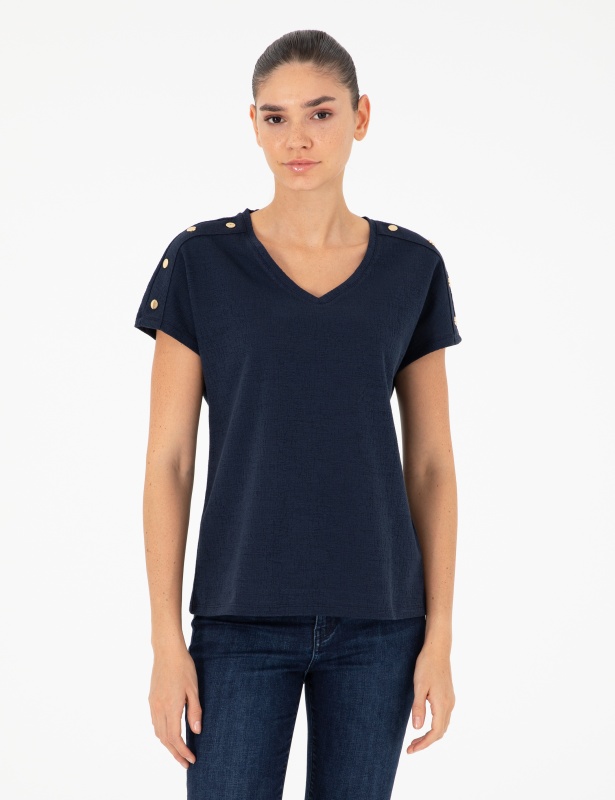 Футболка с V-образным вырезом - G022SZ0110GEBI Футболка жен. (VR033, M)