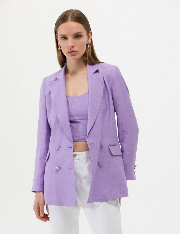 Пиджак двубортный из жатой ткани - G022SZ0020KRAF-C Пиджак жен. (VR149, 34)