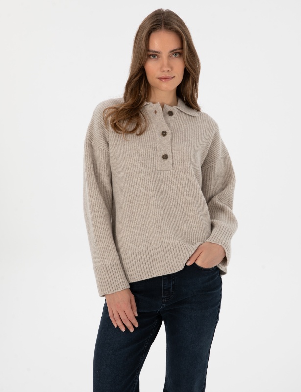 Свитер шерстяной с отложным воротником - G022SZ0TK0LUNI Кофта жен. (VR011, XS)