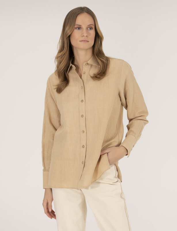 Рубашка из смеси льна и хлопка оверсайз - G022SZ0040KETO Сорочка жен. (VR011, 38)