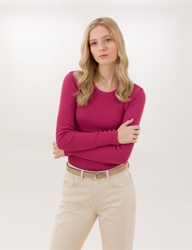 Джемпер в рубчик с декоративными пуговицами - G022SZ0TK0SERRA-BIS22K Кофта жен. (VR026, L)