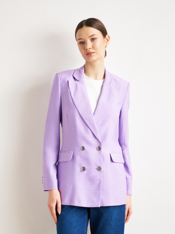 Пиджак двубортный из жатой ткани - G022SZ0020C-KRAF-R Пиджак жен. (VR149, 40)