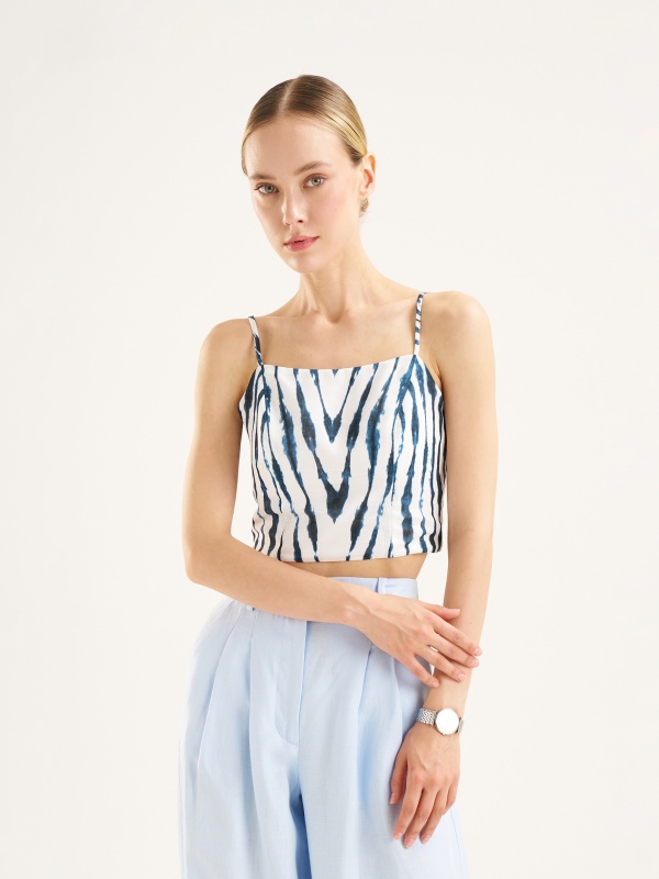 Кроп-топ с принтом - G022SZ0040WONA_B Сорочка жен. (VR028, 34)