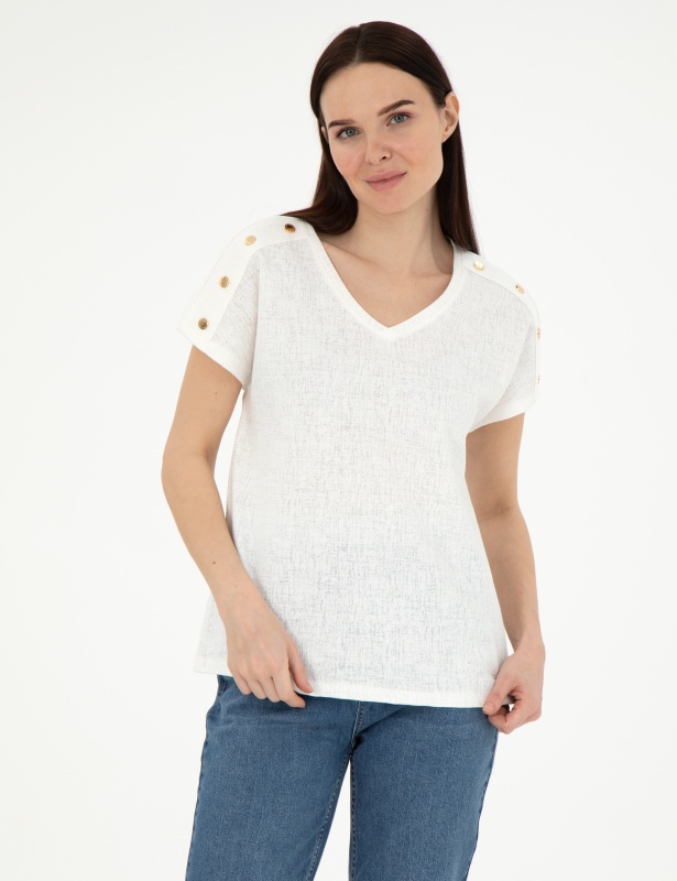 Футболка с V-образным вырезом - G022SZ0110GEBI_25Y Футболка жен. (VR019, L)