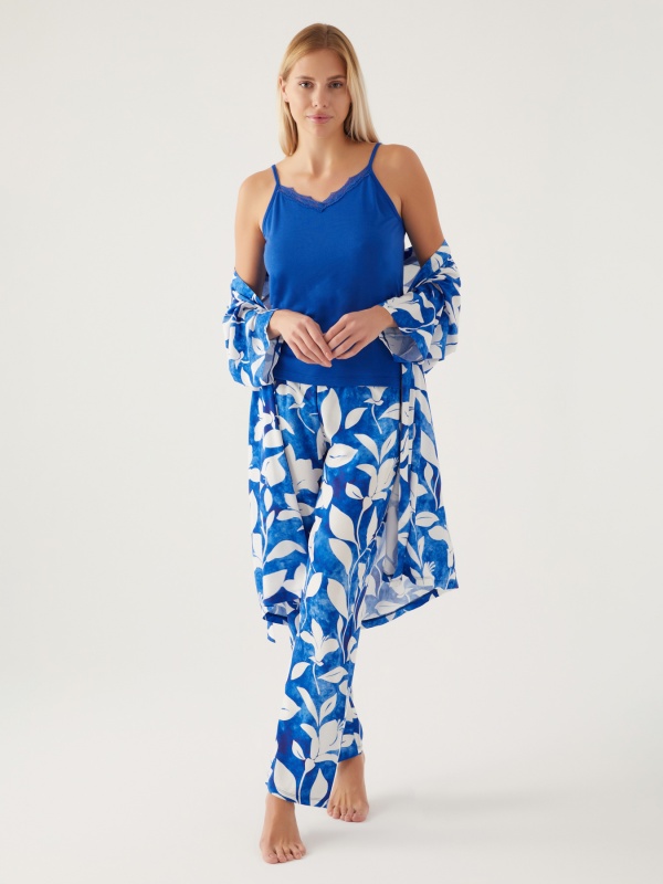 Пижама 3 в 1 со штанами, халатом и топом - G022SZ0HFP028835_IY24 Костюм дом. жен. Бельевое изделие (VR045, L)