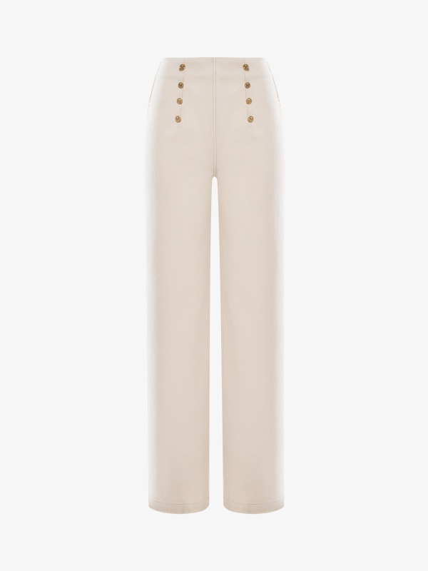 Джинсы прямые с декоративными пуговицами - G022SZ0780LERS_P Брюки жен. (VR071, 38)