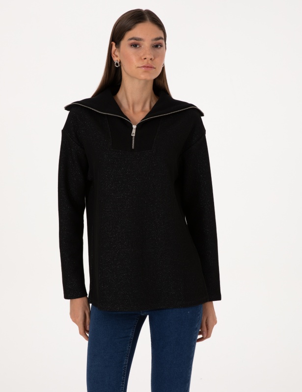 Свитер с высоким воротником на молнии - G022SZ0820STRAN_S Толстовка жен. (VR046, XS)