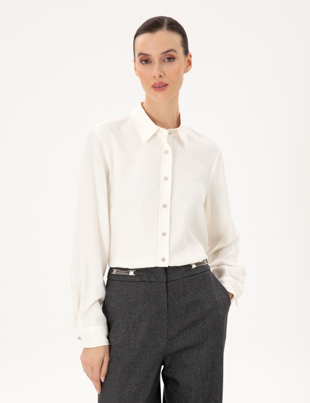 Рубашка с жемчужными пуговицами прямого кроя - G022SZ0040STELLA Сорочка жен. (VR019, 32)