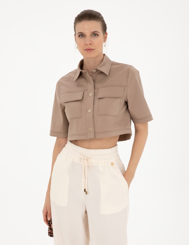 Рубашка с коротким рукавом укороченная - G022SZ0040NELL_G Сорочка жен. (VR011, 38)