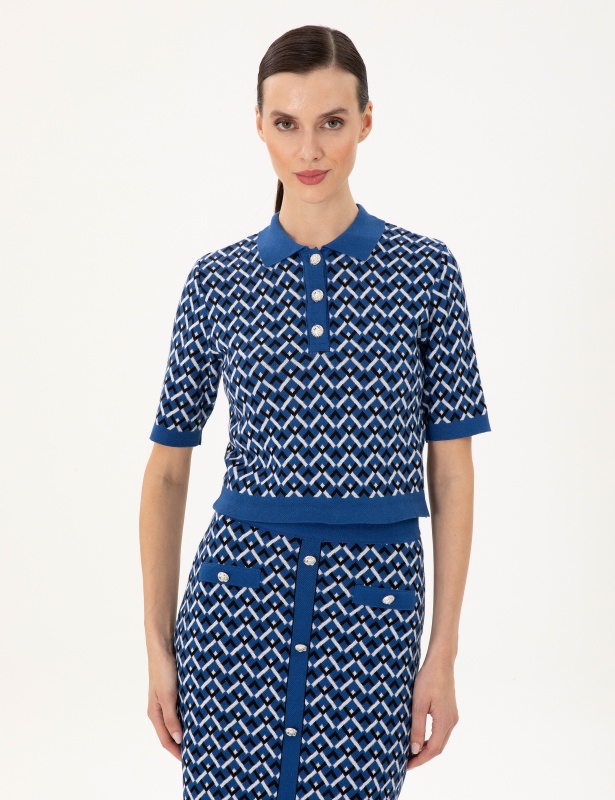Джемпер с коротким рукавом укороченный - G022SZ0TK0BELYA_T Кофта жен. (VR045, XL)