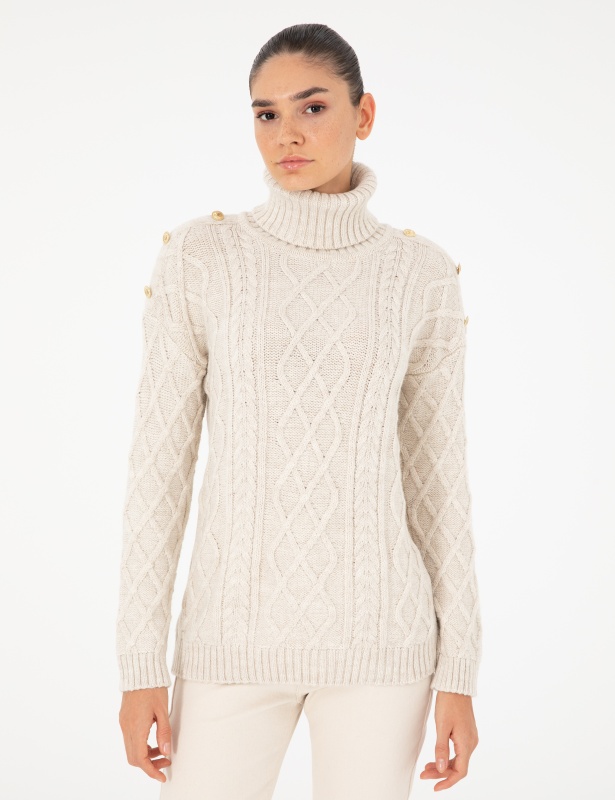 Свитер с узором и декоративными пуговицами - G022SZ0TK0SUDE Кофта жен. (VR019, S)