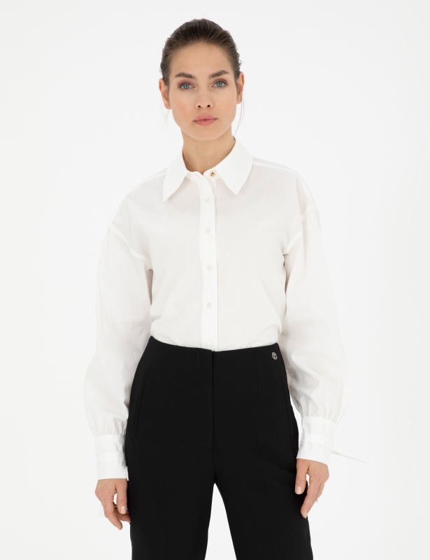 Рубашка из хлопка с рукавами-буфы прямого кроя - G022SZ0040LOREN Сорочка жен. (VR013, 32)