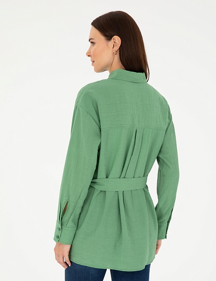 Рубашка из жатой ткани удлиненная - G022SZ0040NOVA Сорочка жен. (VR054, 34)