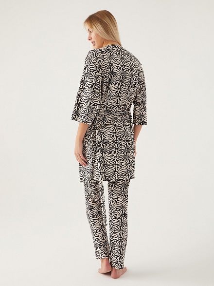 Пижама 3 в 1 со штанами, халатом и топом - G022SZ0HFP028790_IY24 Костюм дом. жен. Бельевое изделие (VR046, S)