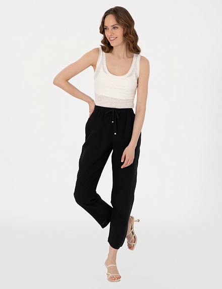 Брюки льняные на кулиске укороченные - G022SZ0780KETO_P Брюки жен. (VR046, 36)