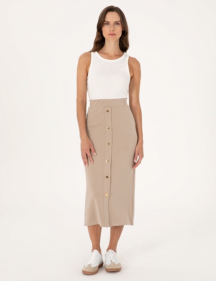 Юбка миди с декоративными пуговицами - 