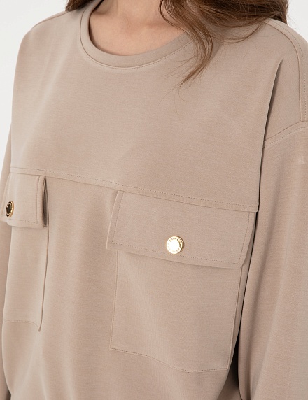Свитшот с кулиской по низу - G022SZ0820BEPLA_S Толстовка жен. (VR085, XS)