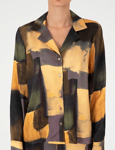 Рубашка с абстрактным принтом прямого кроя - 
