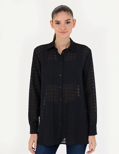Рубашка прозрачная с узором гусиная лапка - G022SZ0040NILBA Сорочка жен. (VR046, 40)