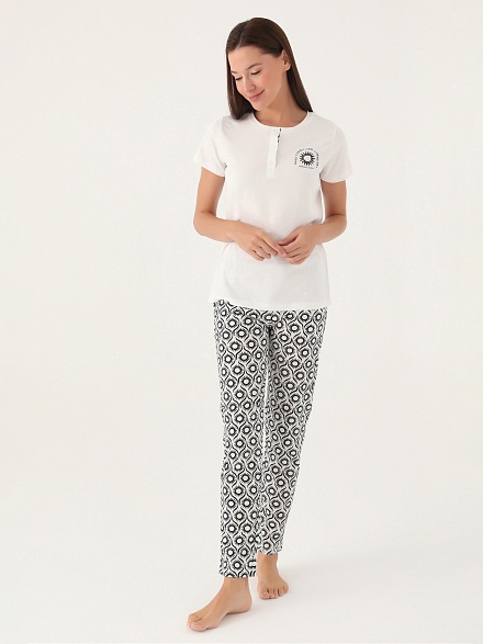 Пижама со штанами и футболкой - G022SZ0HFP028785_IY24 Костюм дом. жен. Бельевое изделие (VR071, S)