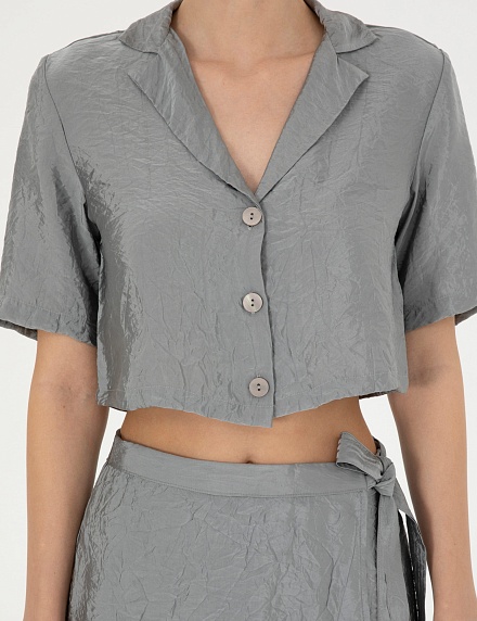 Рубашка из жатой ткани  укороченная - G022SZ0040ELEN_G Сорочка жен. (VR024, 34)