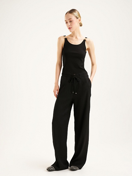 Брюки на кулиске из жатой ткани прямые - G022SZ0780RISTA_P Брюки жен. (VR046, 42)