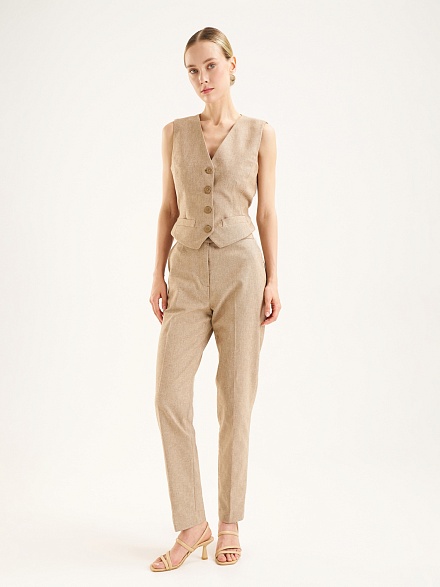 Брюки с добавлением льна зауженные - G022SZ0030P_GRATA_R Брюки жен. (VR015, 36)