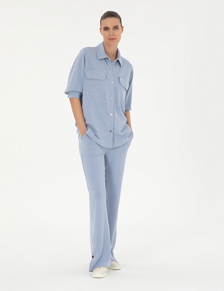 Брюки спортивные с разрезами на кнопках прямые - 