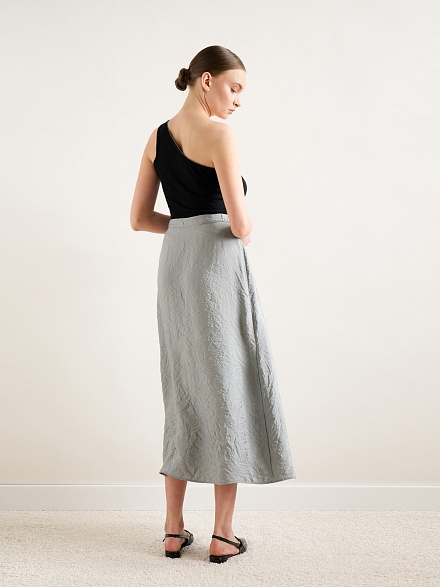 Юбка миди на запах из жатой ткани - 