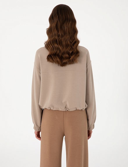 Свитшот с кулиской по низу - G022SZ0820BEPLA_S Толстовка жен. (VR085, XS)