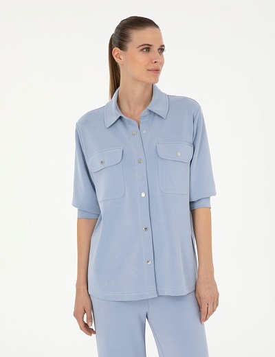 Рубашка с накладными карманами прямого кроя - G022SZ0820JUHA_C Толстовка жен. (VR249, XS)